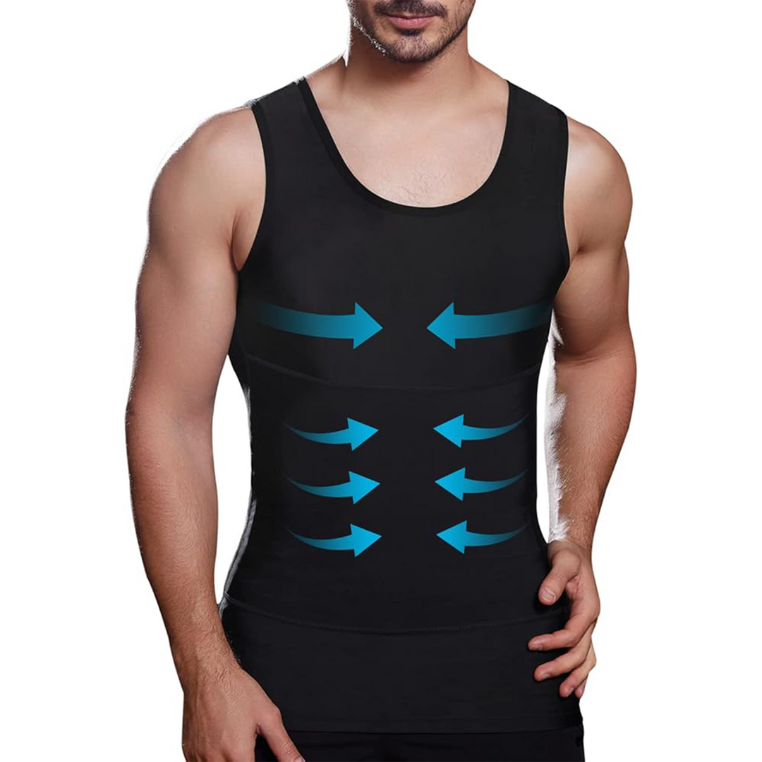Weißes Herren Shapewear Unterhemd Noah. Komfortables, unsichtbares Formgebungshemd für den Alltag.