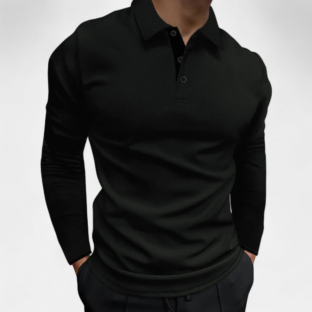Hochwertiges Herren Poloshirt Langarm, körperbetont geschnitten, ideal für einen stilvollen Alltagslook.