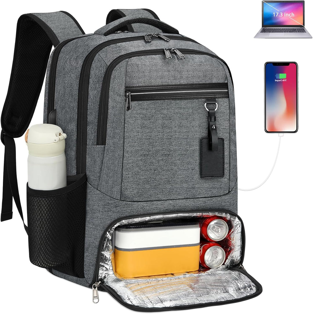 Unisex Laptop Rucksack, wasserdicht, mit USB-Anschluss & Kühlfach für Schule, Uni, Arbeit.