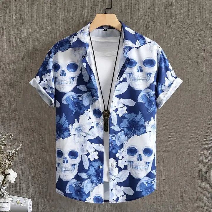 Musterhemd für Herren, kurzärmlig, mit trendigem Boho-Muster für den Sommer.