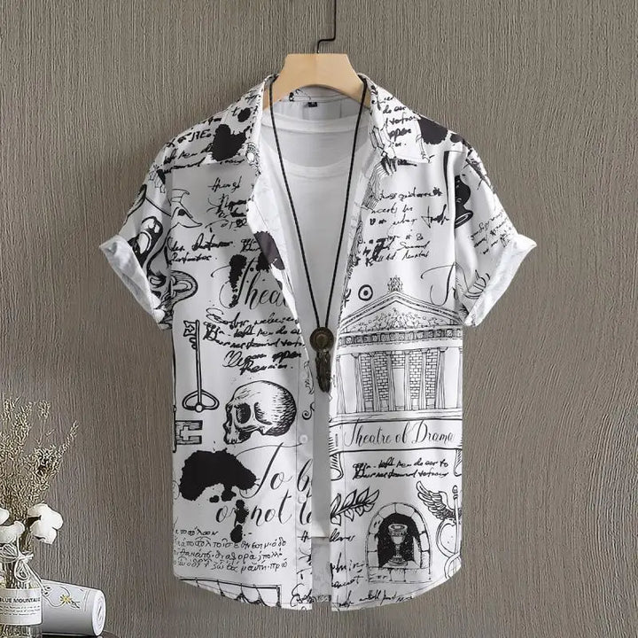 Lässiges Herrenhemd mit Bohemian-Muster, atmungsaktiv, für heiße Tage.
