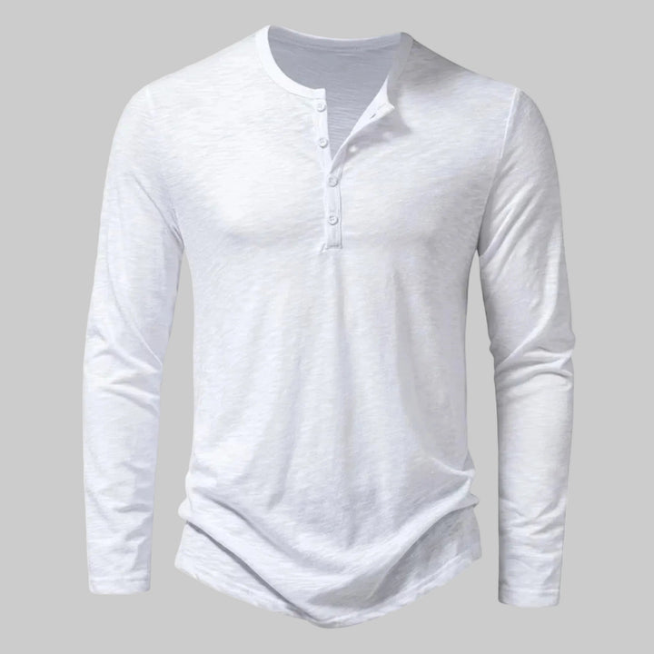 Basic Herren Longsleeve mit Knopfleiste, perfekt für entspannte Freizeit-Outfits und den täglichen Gebrauch.
