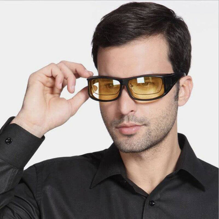 Polarisierte Gelbgläser-Brille für verbesserte Sicht und Schutz vor entgegenkommendem Licht bei Nacht.