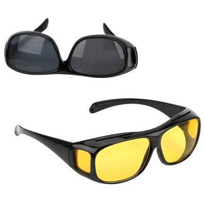 Unisex Fahrbrille mit speziellen gelben Gläsern für optimierte Nachtsicht und UV-Schutz.