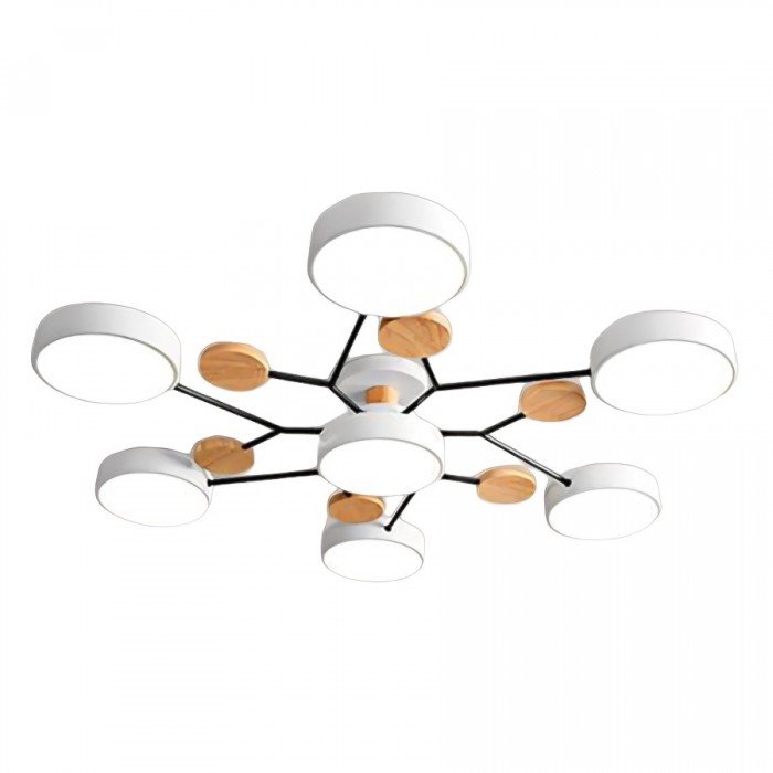Stilvolle skandinavische LED-Deckenlampe, warmweißes Licht, verzweigt, aus Aluminium und Acrylglas.
