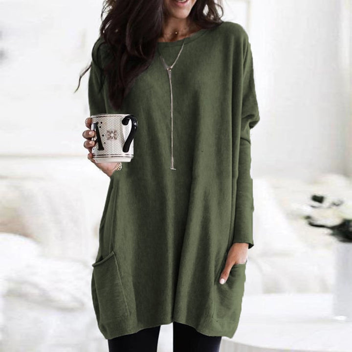 Langer Damen Pullover, komfortabel & elegant, mit lockerem Schnitt und Rundhals. Ideal für vielseitige Herbstmode.