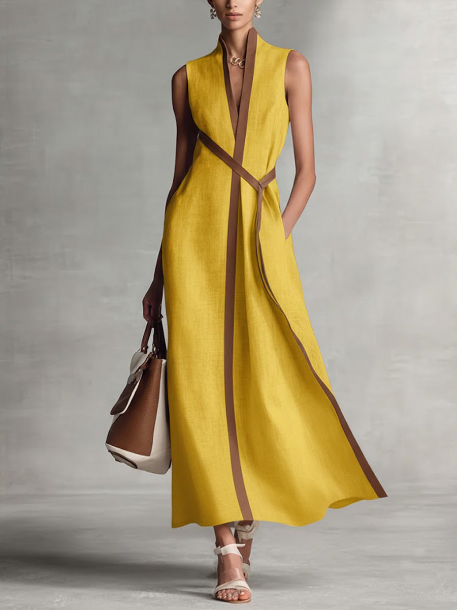 Wickel-Maxikleid für Damen, ärmellos, als stilvolles Freizeitkleid. Langes Kleid für eleganten Look.