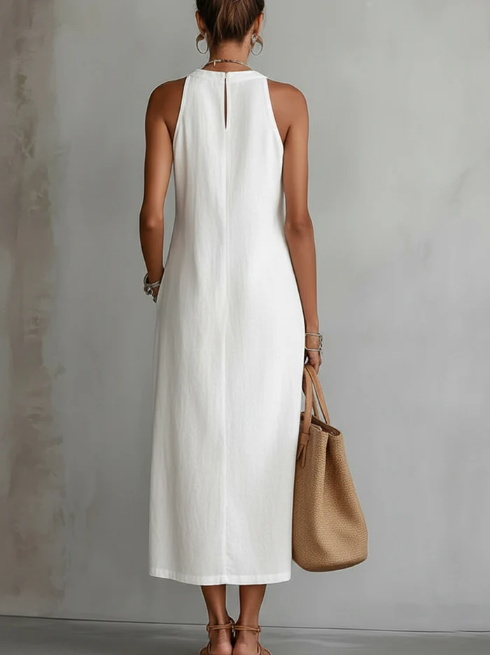 Fröhliches Damen Midikleid mit Stehkragen, ideal als Freizeitkleid oder stilvolles Urlaubskleid, vielseitig.