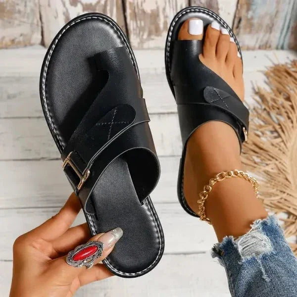 Unterstützende orthopädische Damen Sandalen "Livia" aus Leder, speziell für Hallux Valgus & gesunde Füße.