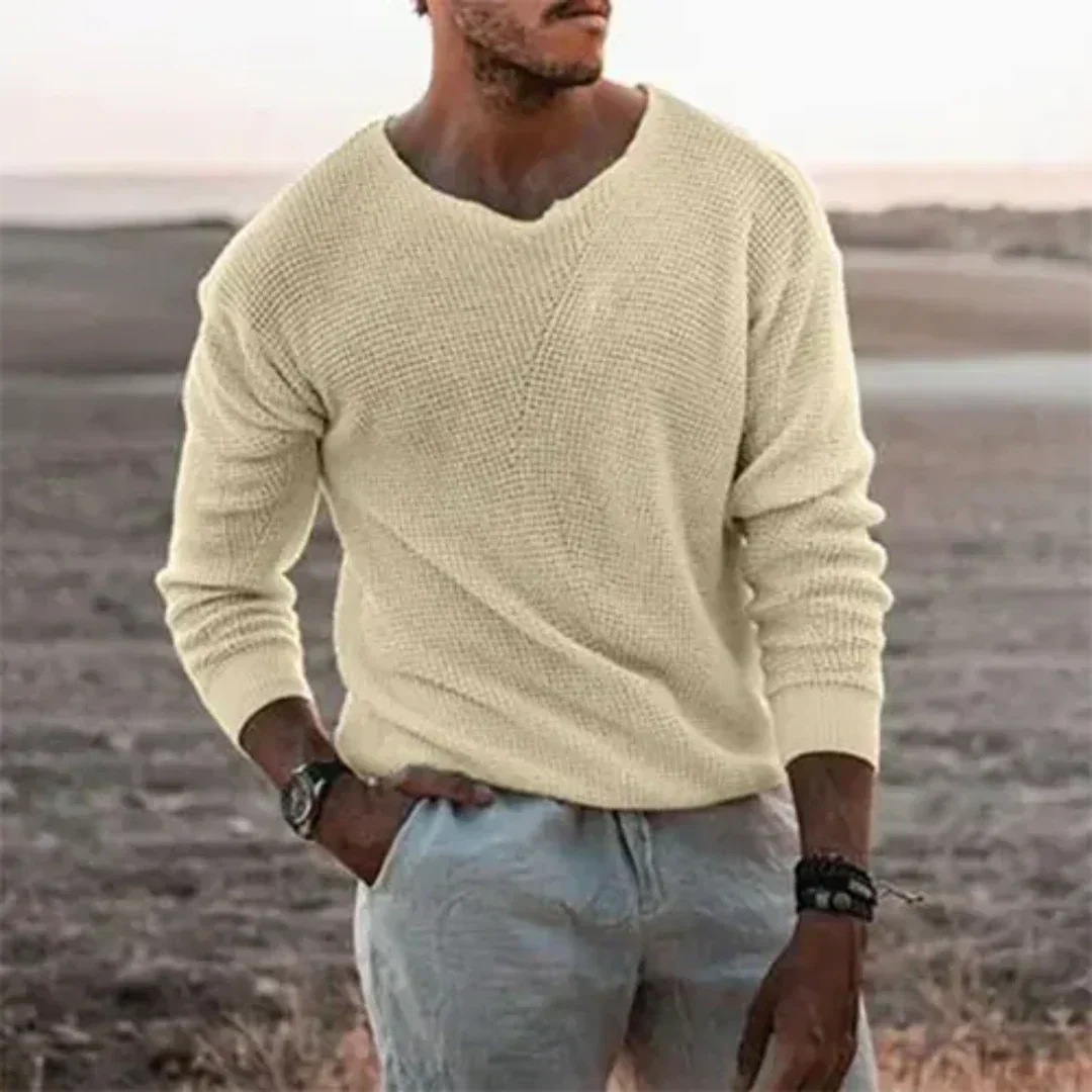 Herren Strickpullover "Sigfried" in klassischem Stil. Warmer Langarmpullover für Komfort & Eleganz im Herbst/Winter.