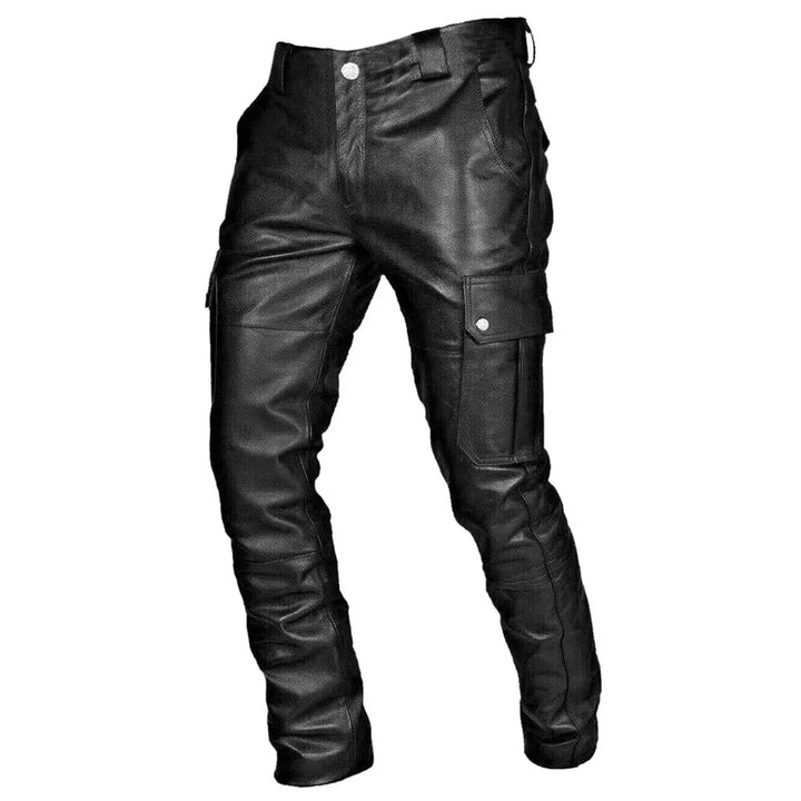 Herren Leder Bikerhose RoadVance mit markantem Stil und schlanker Passform, ideal für Motorrad und Streetwear.