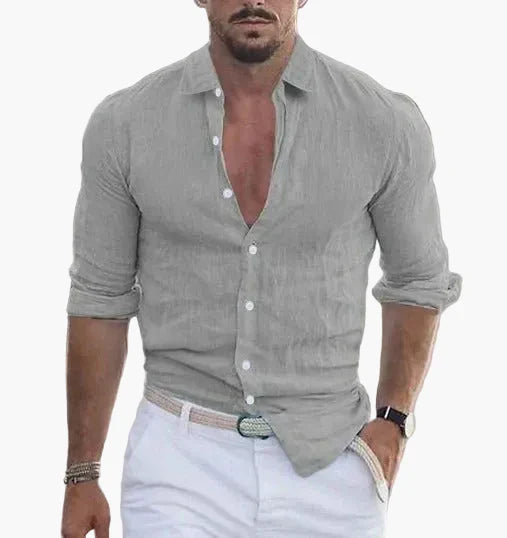 Vielseitiges Herrenhemd im eleganten Freizeitstil. Perfekt als Urlaubshemd oder lässiges Strandhemd. Sommergarderobe.
