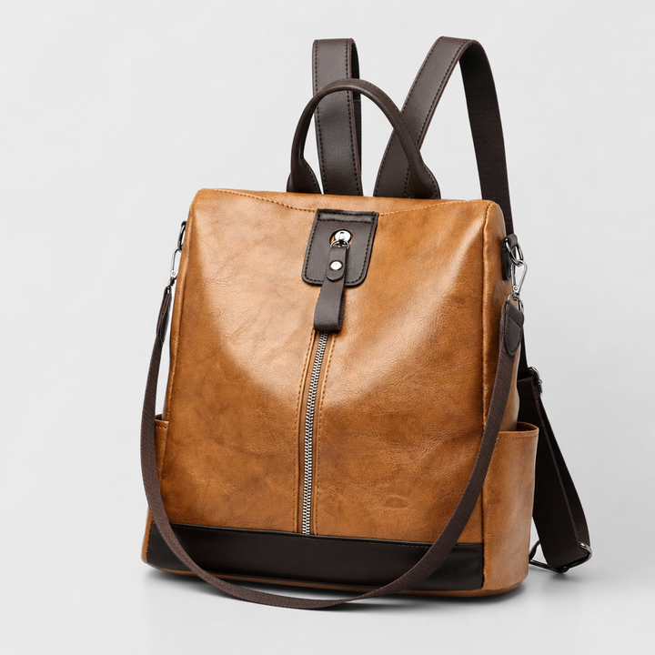 Damen Wandelrucksack aus Kunstleder, stilvoll als Rucksack oder Schultertasche tragbar.