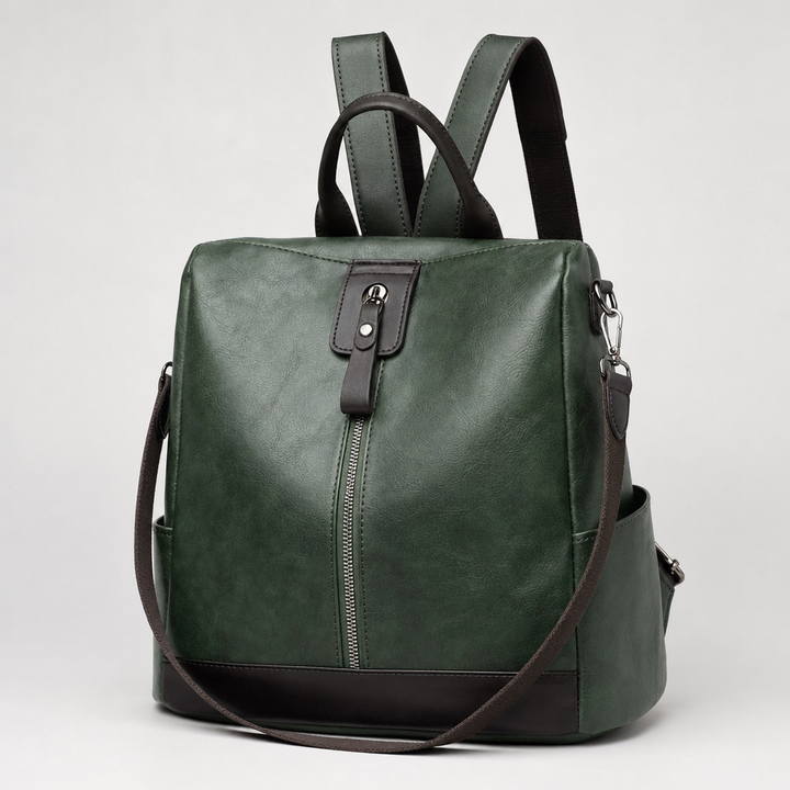 Vielseitiger Damen Rucksack aus Kunstleder, wandelbar als Rucksack oder elegante Schultertasche.