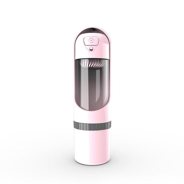 Detailaufnahme: Innovative 2-in-1 Hundeflasche mit separaten Kammern für Wasser und Futter, auslaufsicher.