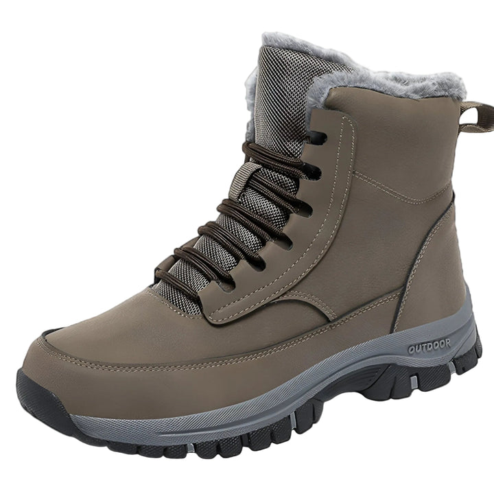 Warmgefütterte Herren Winterstiefel in Schwarz, mit Schnürung & Kälteschutz für Outdoor & Wanderungen.