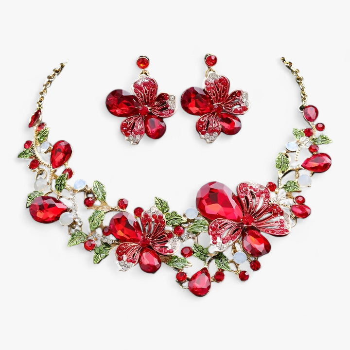 Elegante Blumenkette aus Emaille als Brautschmuck, perfekt für festliche Anlässe und Hochzeiten.