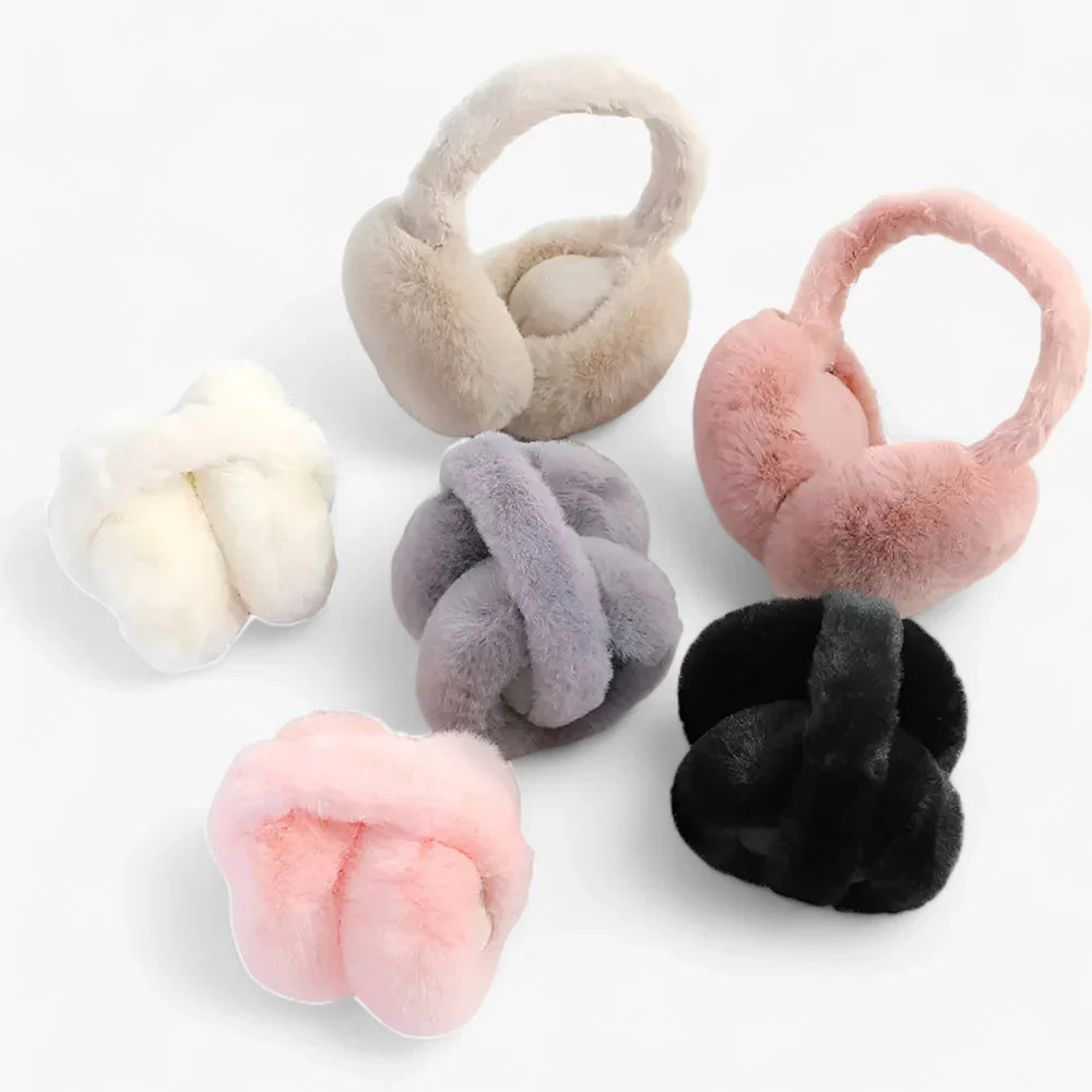 Modische Damen Plüsch-Ohrwärmer, stilvoller Ohrenschutz. Ideal für den Winter, hält Ohren warm.