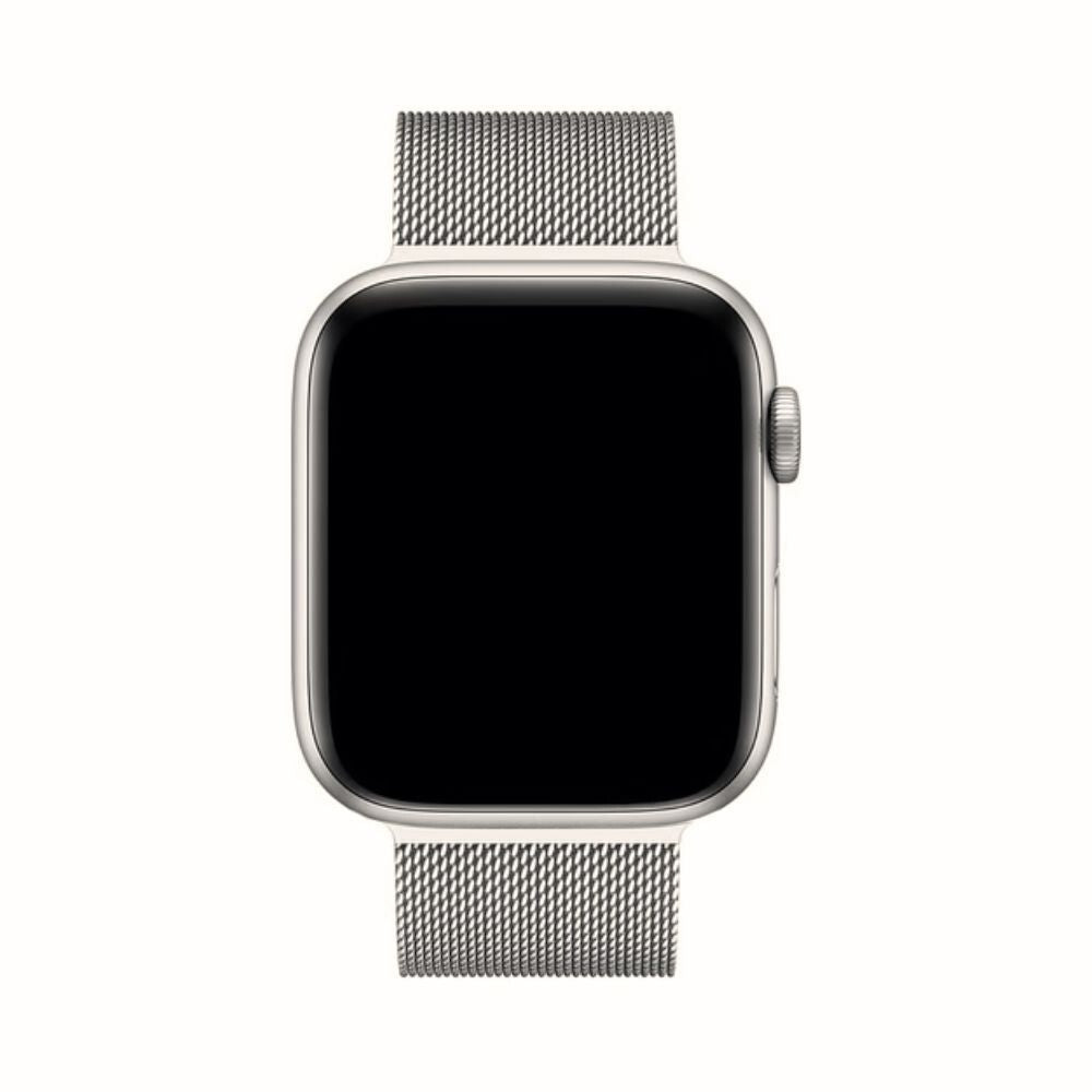 Schwarzes Edelstahl Milanaise Uhrenarmband für Apple Watch, komfortabel & stilvoll.