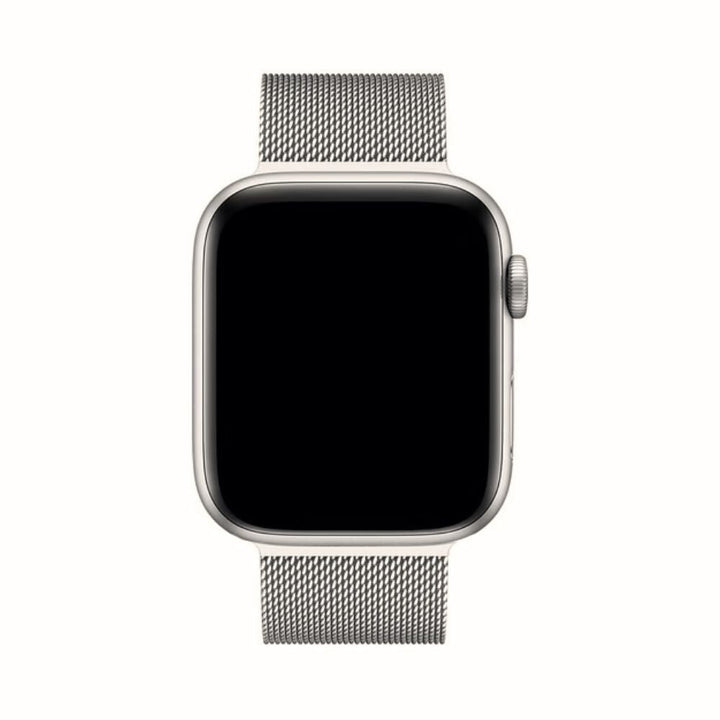 Schwarzes Edelstahl Milanaise Uhrenarmband für Apple Watch, komfortabel & stilvoll.
