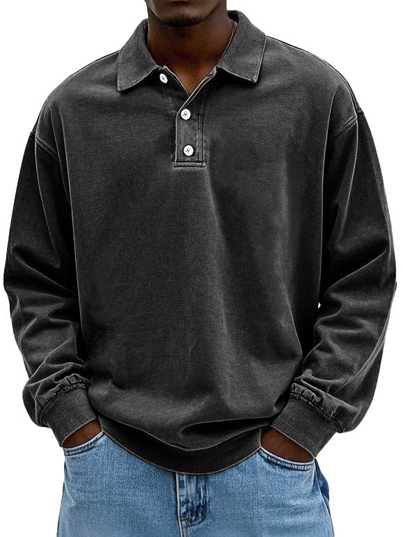 Klassisches Vintage Langarm Poloshirt für Herren, stylisch für Freizeit und Alltag.