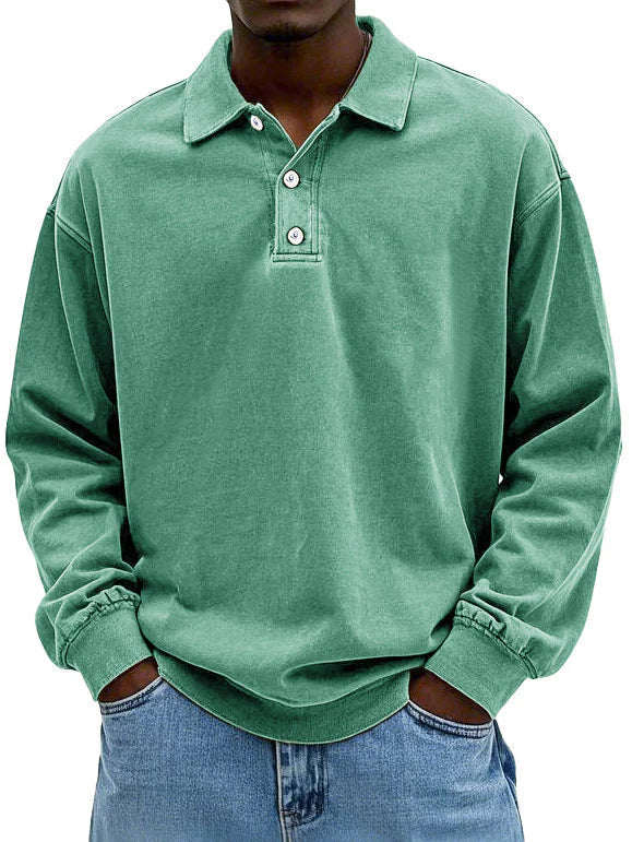 Bequemes Vintage Herren Poloshirt mit Rippbündchen, ideal für Herbst und Frühling.