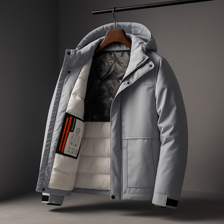 Robuste Herren Bomberjacke mit Kapuze, dick gefüttert & warm, ideal für Winter und Freizeit.