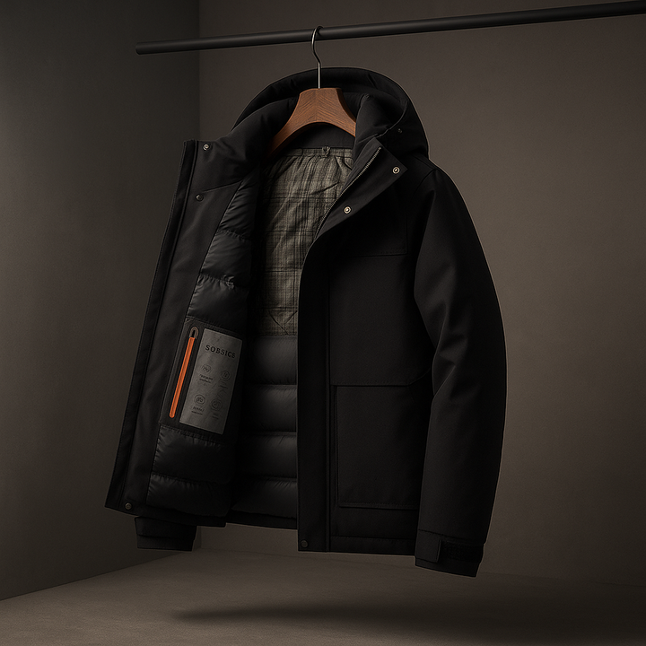 Herren Winterjacke mit Kapuze, warm, gepolstert & isoliert für kalte Tage, Freizeit und Reisen.
