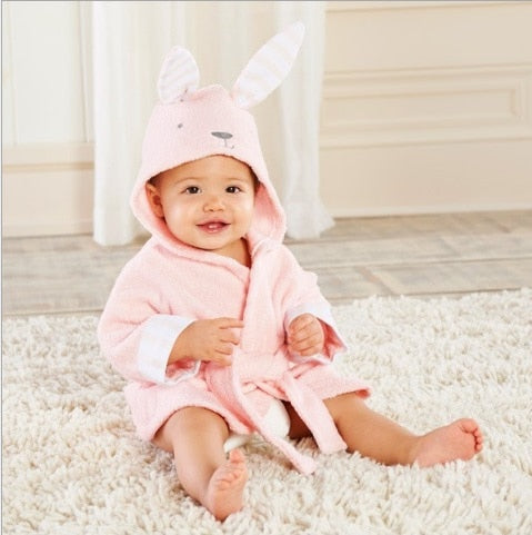 Süßer Tier Bademantel für Babys & Kleinkinder, aus weicher Baumwolle mit Kapuze für Spaß nach der Badezeit.
