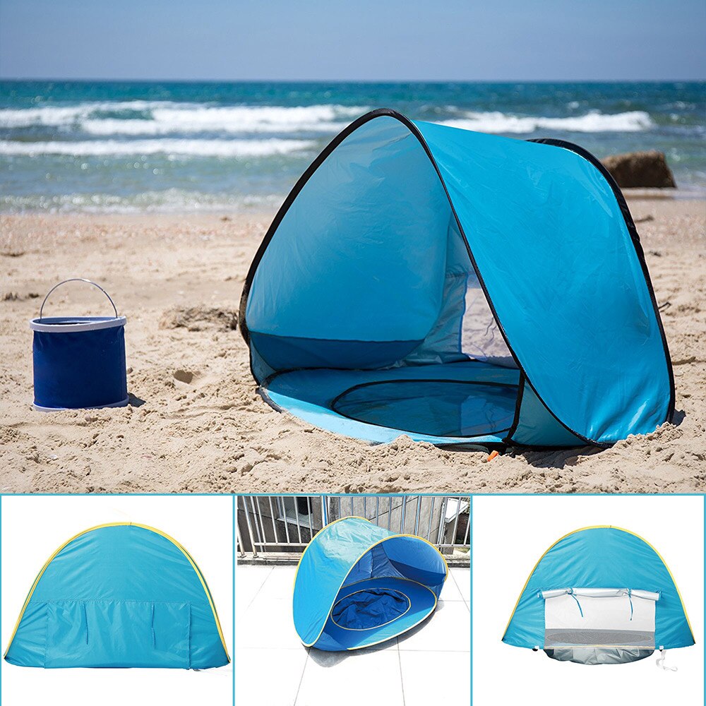 UV-Schutz Baby-Strandzelt mit Planschbecken; sicherer Schatten für Kinder im Sommer.