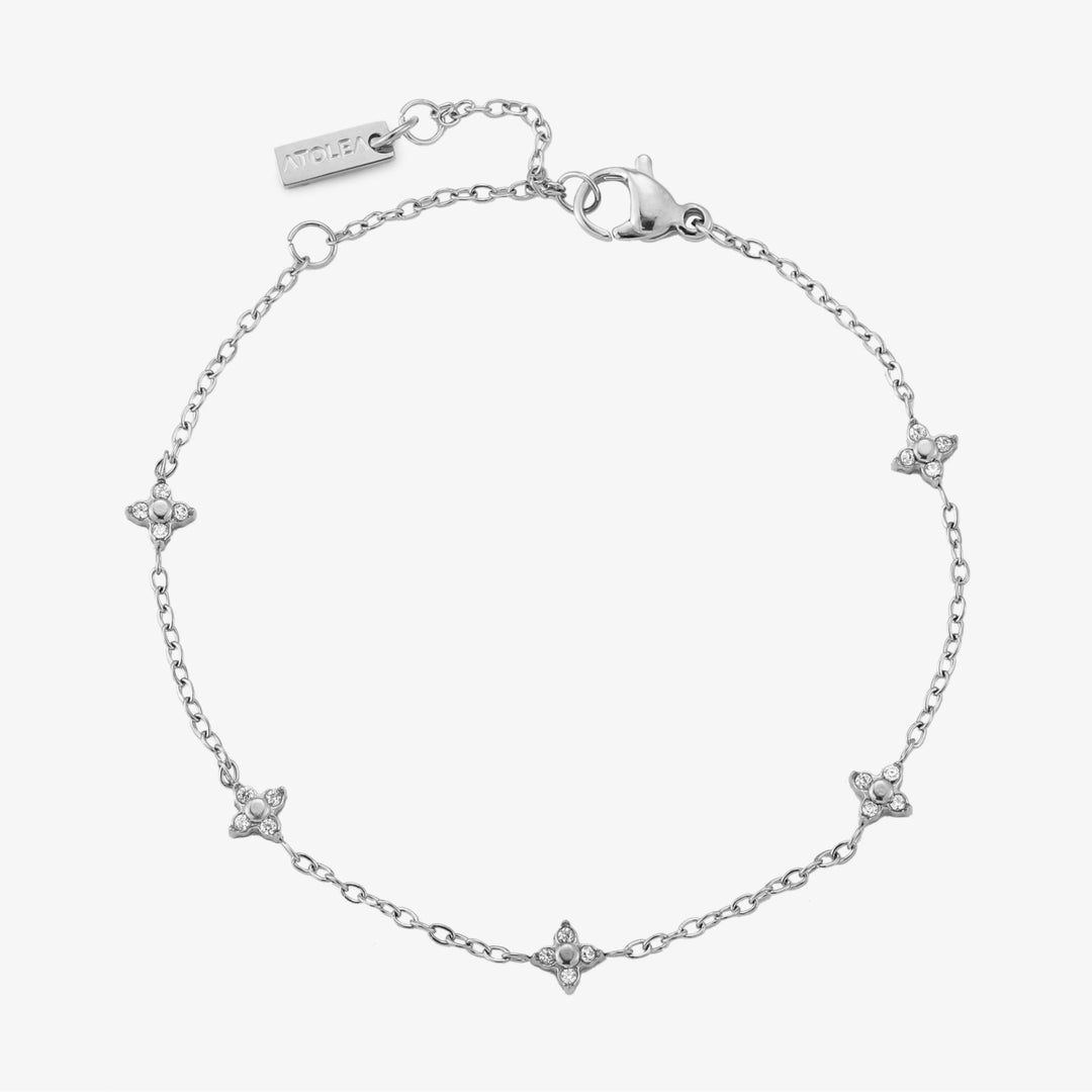 Vielseitiges Damen Armband Kleeblatt gold/silber mit Zirkon. Wasserfester, eleganter Edelstahlschmuck, ideal als Geschenk.