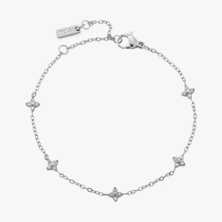 Vielseitiges Damen Armband Kleeblatt gold/silber mit Zirkon. Wasserfester, eleganter Edelstahlschmuck, ideal als Geschenk.