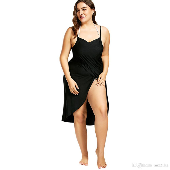 Damen Maxi-Strandkleid Soleil. Leichtes, ärmelloses Wickelkleid für sonnige Tage, Pool und Strand.