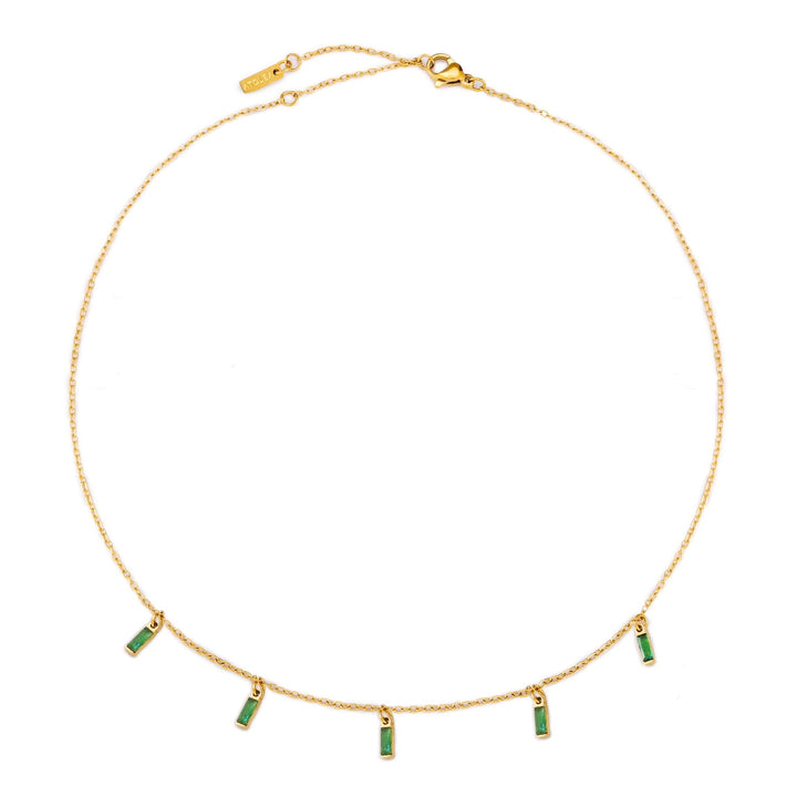 Vielseitige Damen Choker Halskette mit grünem Smaragd-Anhänger, perfekt für jeden Anlass.