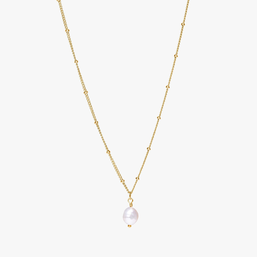 Zeitlos elegante Damen Goldkette mit Süßwasser-Barockperle, wasserfest und modern.