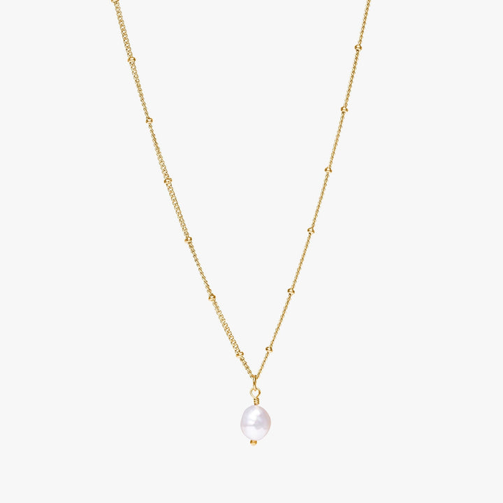 Zeitlos elegante Damen Goldkette mit Süßwasser-Barockperle, wasserfest und modern.