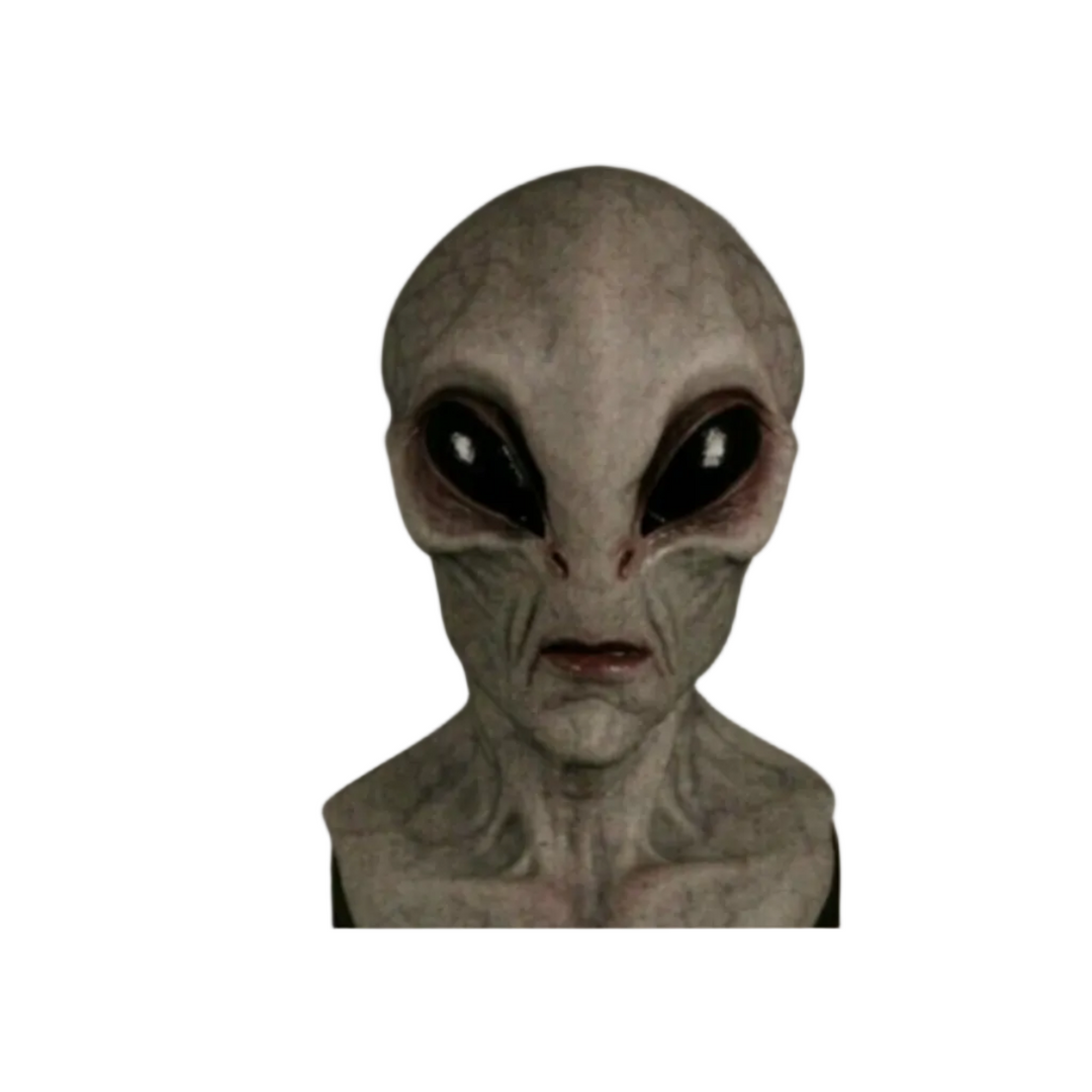 Handbemalte Unisex Alien Latexkopfmaske für Halloween, Cosplay & Mottoparty, gruseliges Sci-Fi Kostüm für Erwachsene.