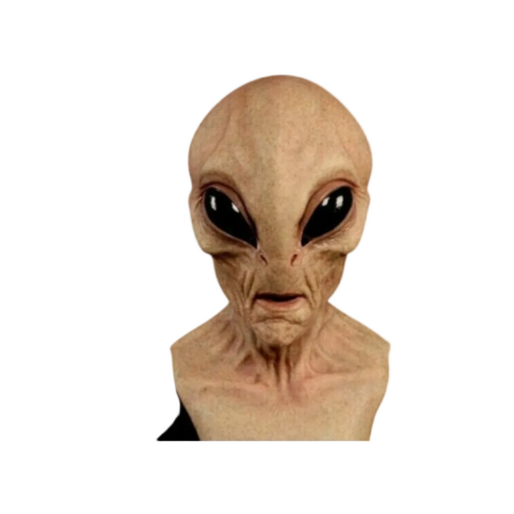 Unisex Alien Latexmaske, gruselig und handbemalt, perfekt als Sci-Fi Kostümzubehör für Erwachsene bei Halloween.