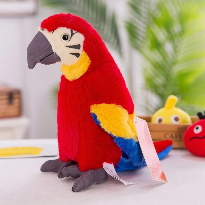 Sprechender Plüschpapagei Squawkie, interaktives Lernspielzeug. Buntes Kinderspielzeug, perfekte Geschenkidee.