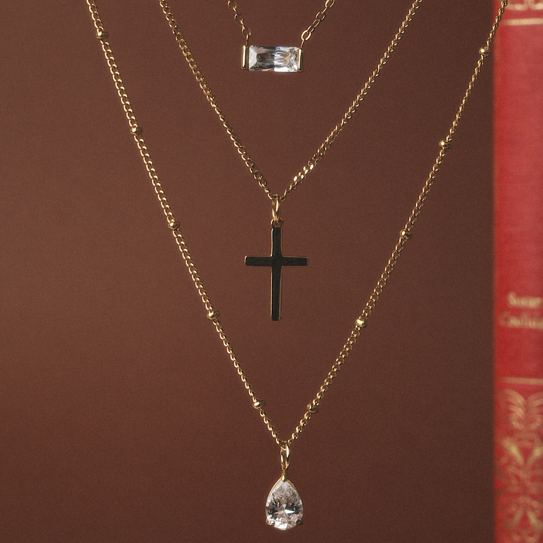 Christliche Kreuz Halskette für Damen, schlichter religiöser Schmuck. Minimalistische, wasserdichte Edelstahl Kette.