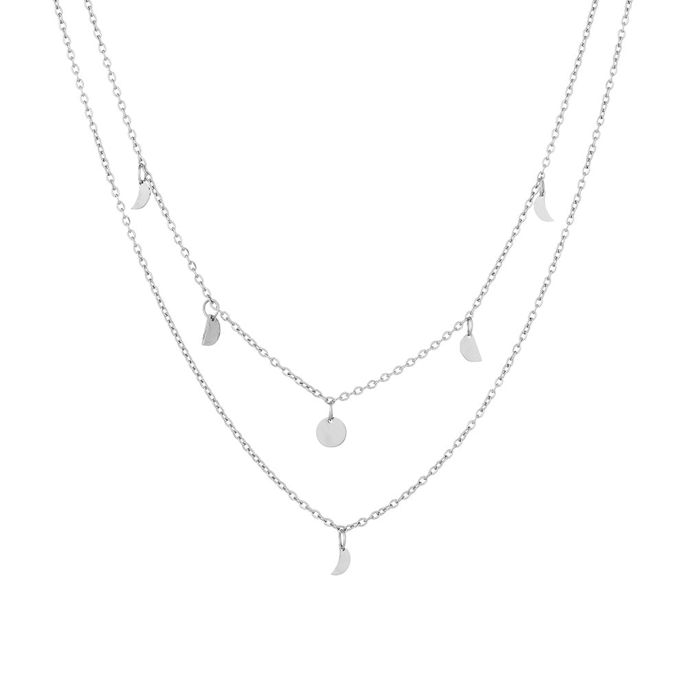 Trendige mehrreihige Edelstahl Layering Halskette für Damen, verstellbar, perfekt für den Alltag.