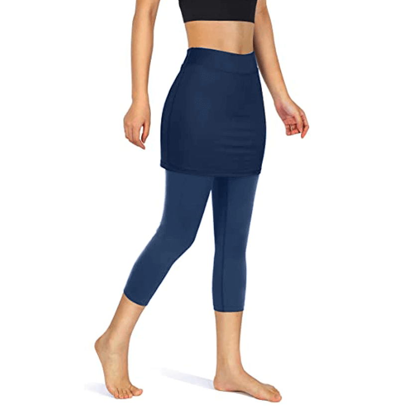 Vielseitige 2-in-1 Rockleggings für Damen, sportlich & komfortabel, mit praktischen Seitentaschen.