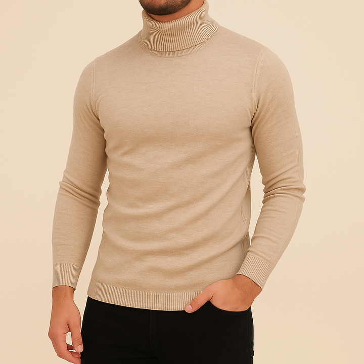 Weicher Strick Herrenpullover mit Rollkragen, Slim Fit, warm und bequem, ein Muss für die Wintergarderobe.