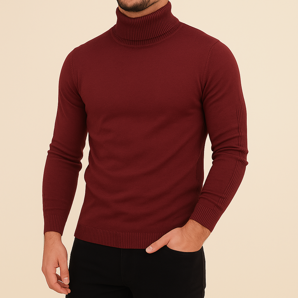 Schlank geschnittener Herren Rollkragenpullover (Slim Fit) für den Winter, betont die Figur elegant und hält warm.