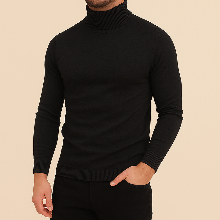 Warmer Herren Rollkragen Strickpullover im Slim Fit für den Winter, bietet Stil und Komfort bei Kälte.
