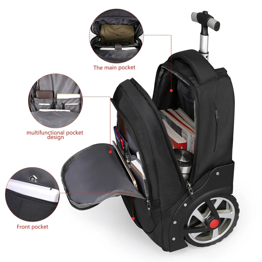Multifunktionaler Rollrucksack Helsinki für Laptop. Perfekt als Reiserucksack oder Business-Trolley.