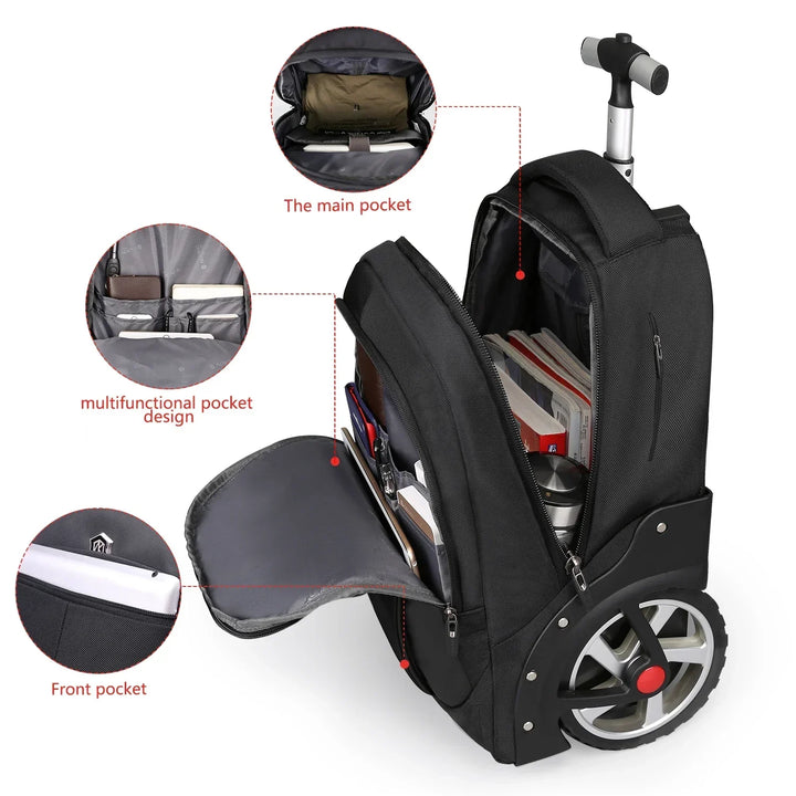 Multifunktionaler Rollrucksack Helsinki für Laptop. Perfekt als Reiserucksack oder Business-Trolley.