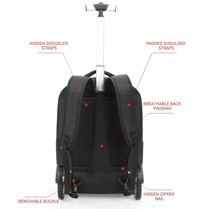 Eleganter Unisex Rollrucksack Helsinki mit Laptopfach. Nutzbar als Rucksack, Trolley und Handgepäck.