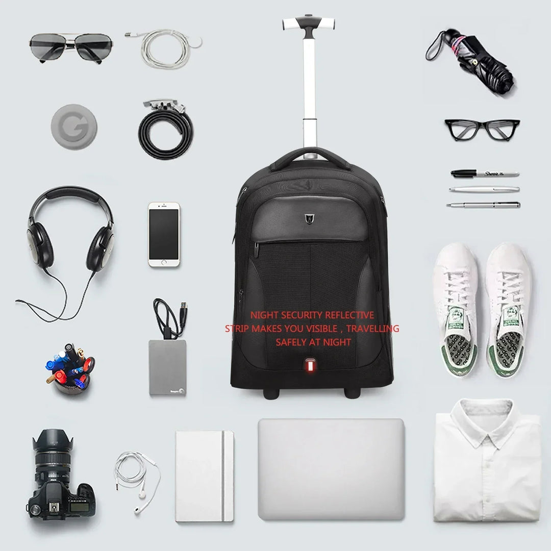 Der rollbare Laptop-Rucksack Helsinki für Wochenendtrip oder Businessreise. Flexibler Unisex Trolley.