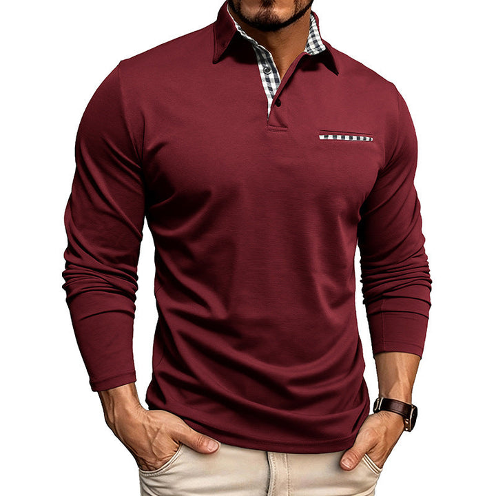 Herren Langarm-Polo für Frühling/Sommer. Elegantes Polohemd aus Baumwollmix, ideal für Freizeit & Smart Casual.